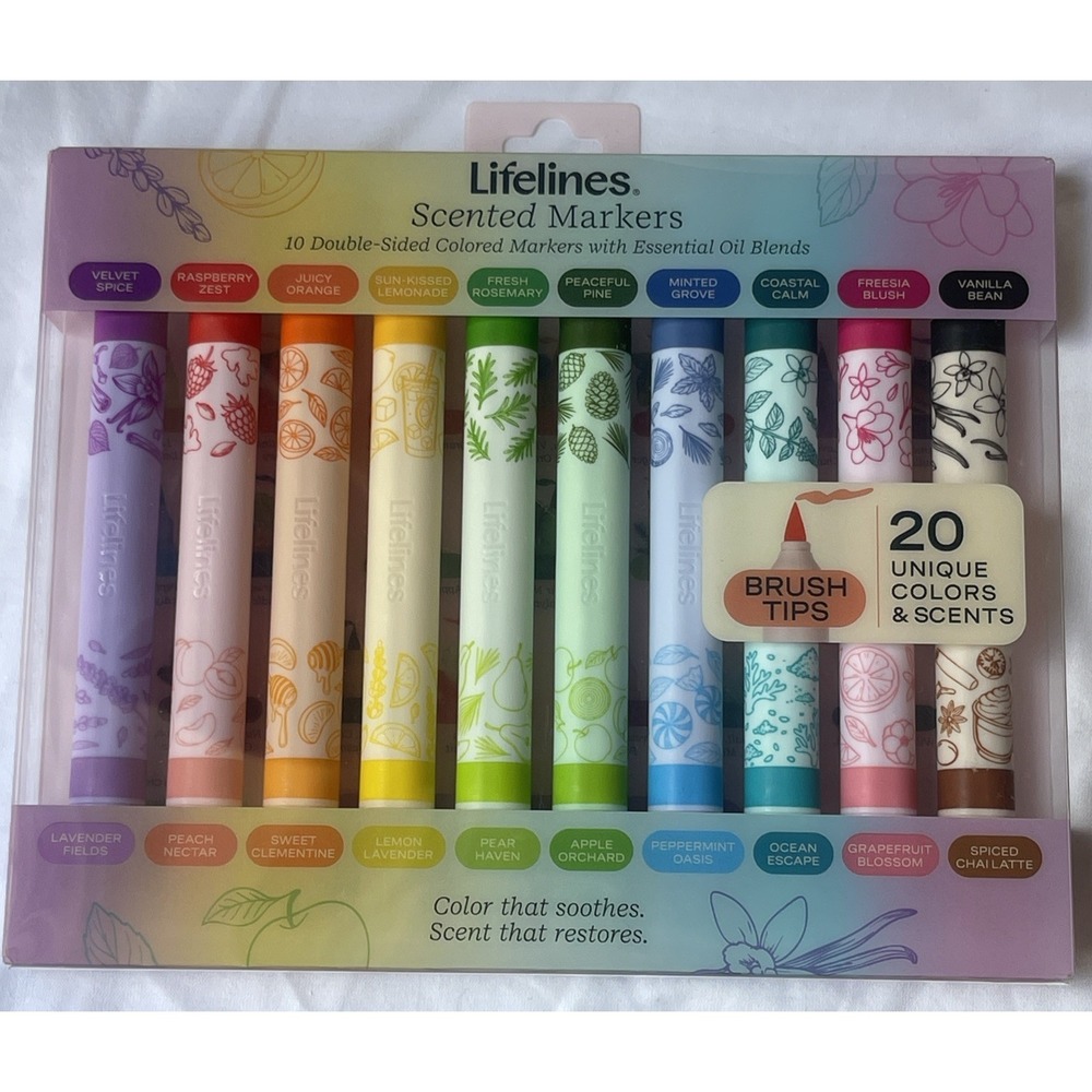 Scented Colored Markers, 10 DoubleSided Markers with 20 Colors by Lifelines